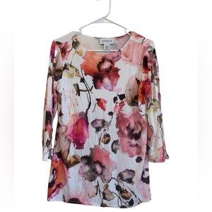 Floral colorful cold shoulder flowy Peck & Peck top